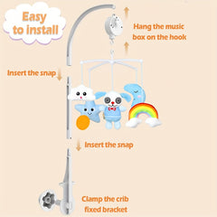 Baby Arrival Bed Bell Toy Animal Style with 360&deg; Rotating Music Box