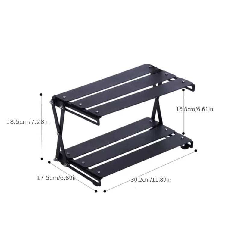 1pc Aluminum Alloy Portable Shelf Foldable Three-layer Shelf Storage