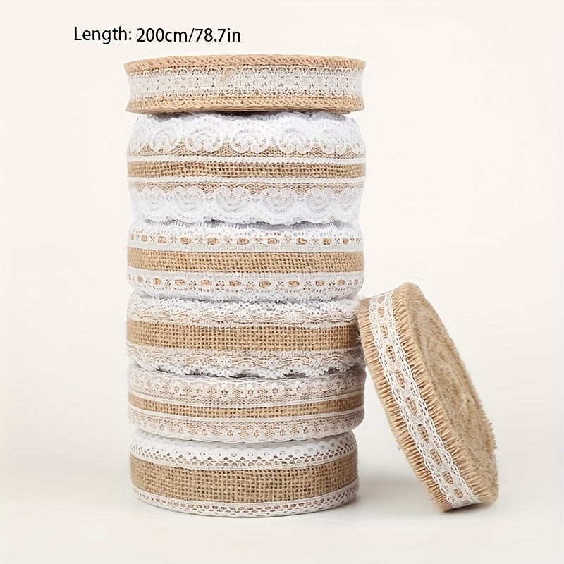 2m Lace Linen Roll with Lace Linen Rope on Both Sides DIY Craft