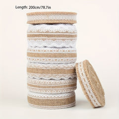 2m Lace Linen Roll with Lace Linen Rope on Both Sides DIY Craft