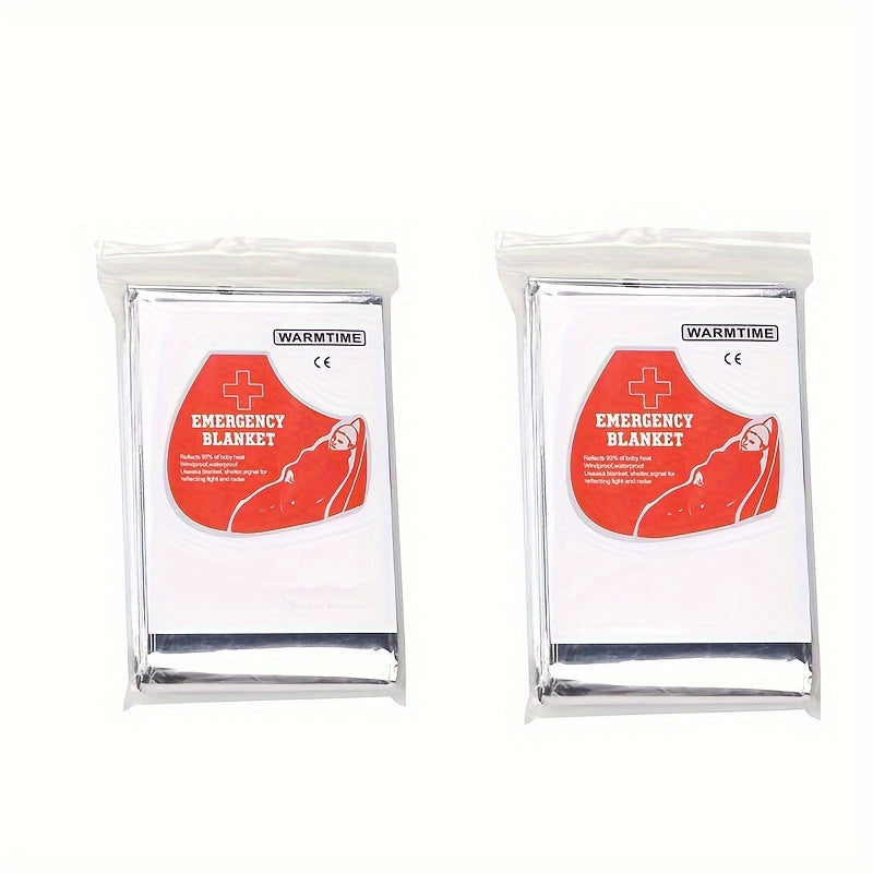 2pcs Emergency Blankets Reflective Blanket for Camping and Hiking