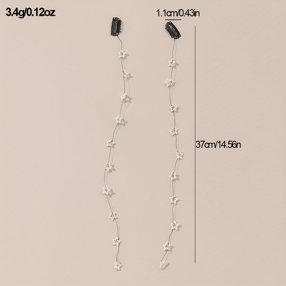 2pcs Fairy Faux Pearl Hair Chain Invisible Clip Girls Hair Accessories