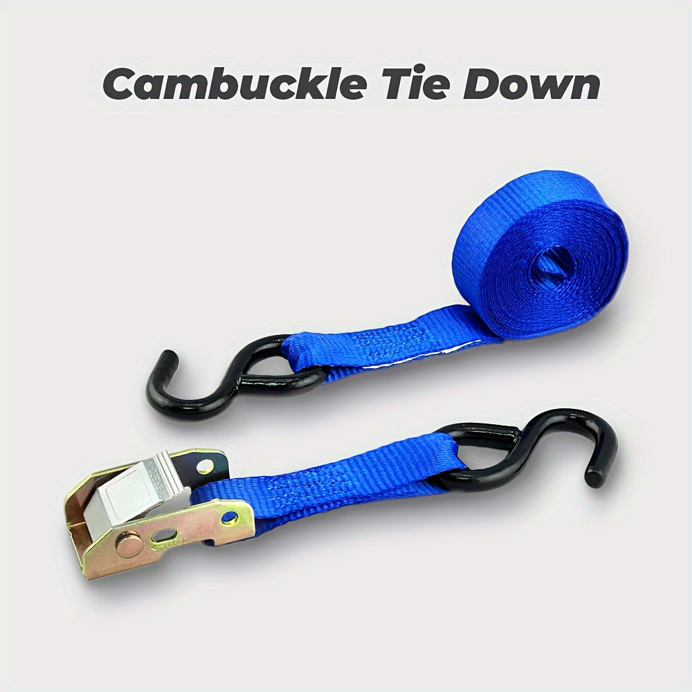2pcs 1inx3M Cambuckle Tie Down w/ Coated S Hook for Luggage, Motorcycle