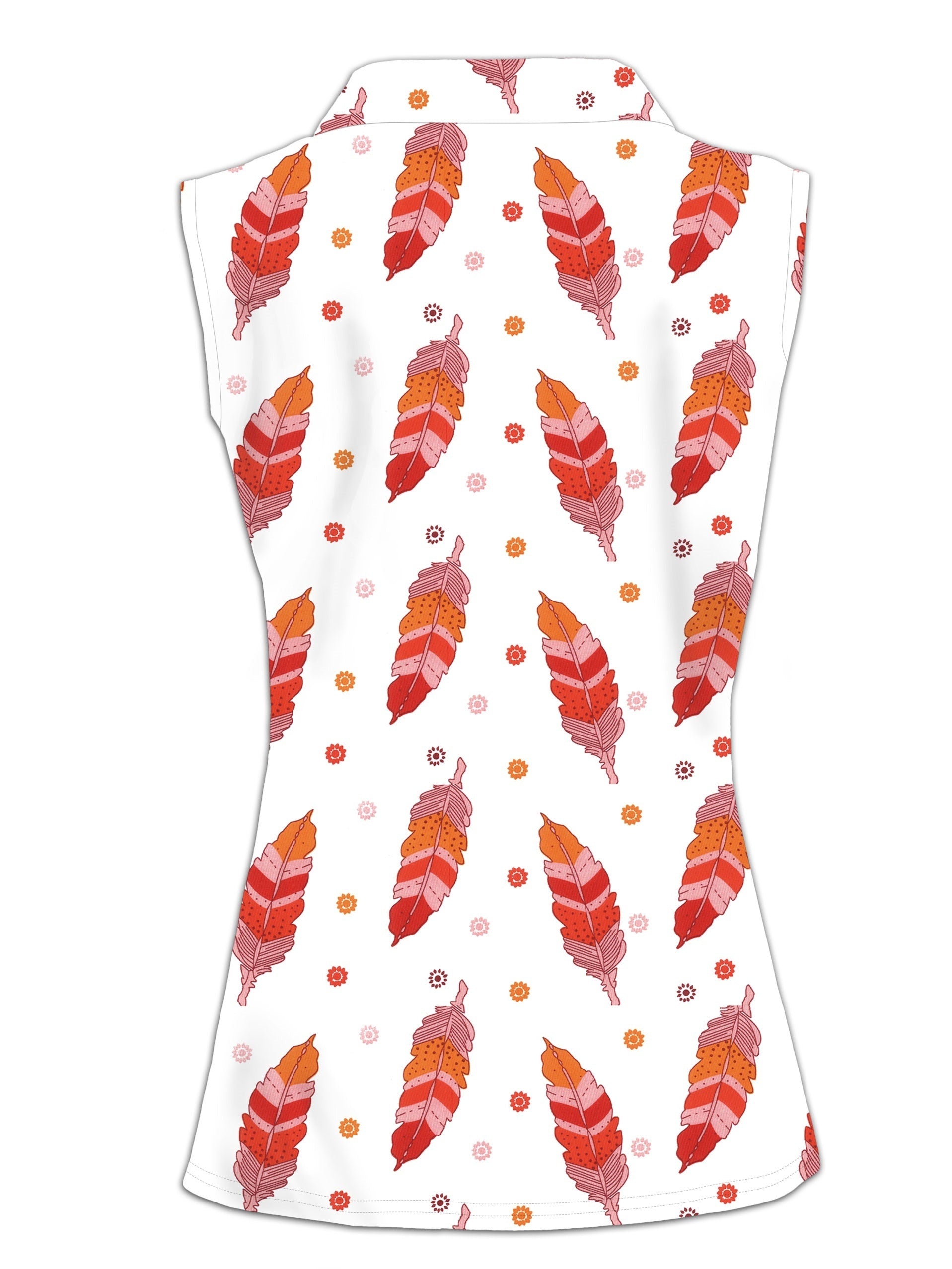Feather Print Zipper Tank Top Women's Sleeveless Summer Casual Tank Top