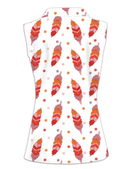 Feather Print Zipper Tank Top Women's Sleeveless Summer Casual Tank Top