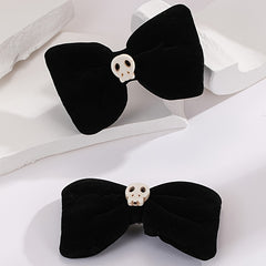 Velvet Skull Bow Hair Clip Cyberpunk Hair Pin Barrette Accessories
