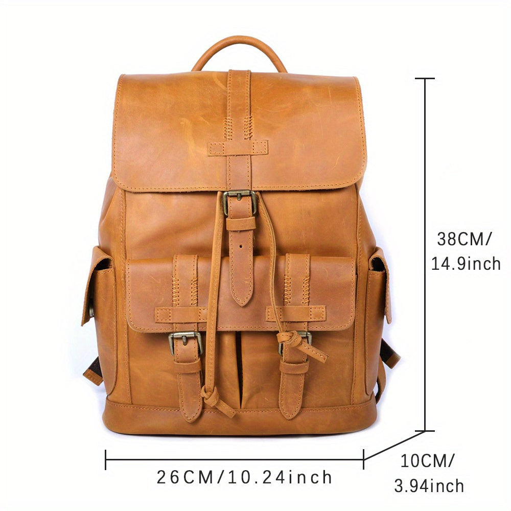 SWORKER Retro Crazy Horse Leather Backpack Men's Large Capacity