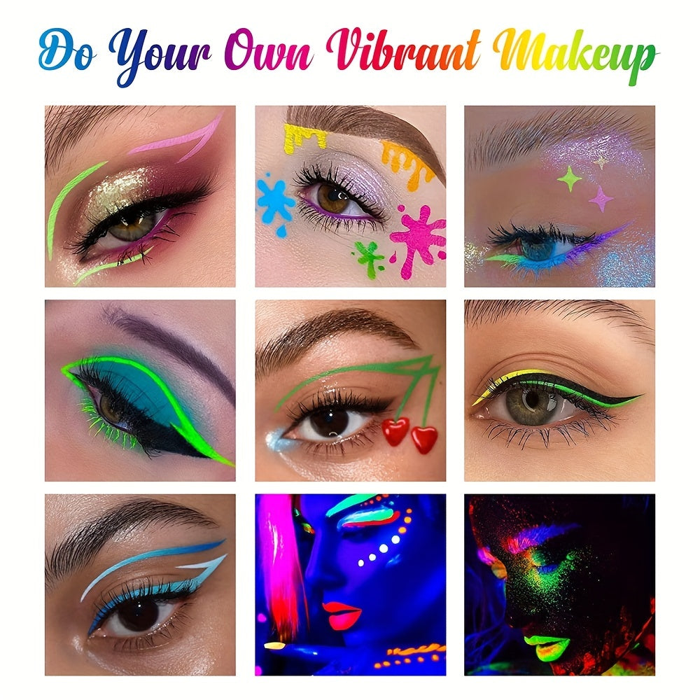 8 Colors Liquid Eyeliner Set Matte Colored UV Glow Neon Eyeliners Pen