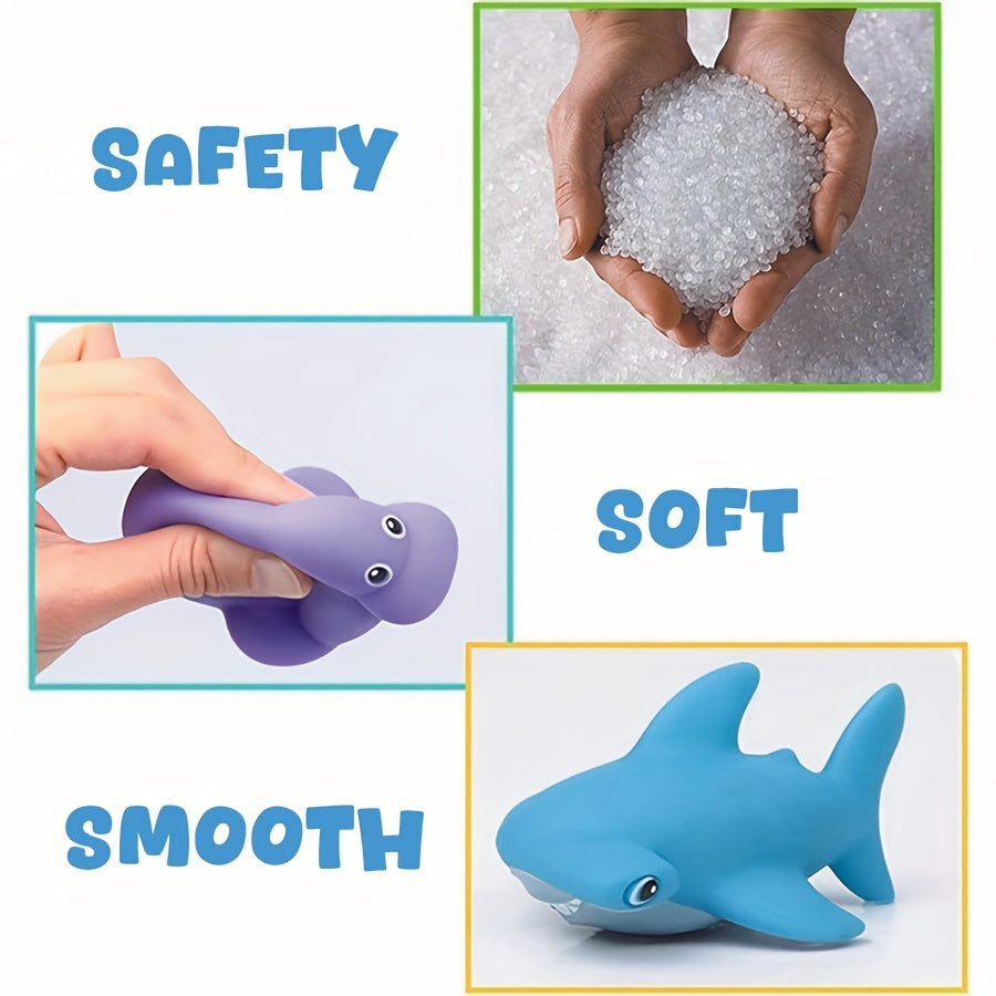 ROYLANZ Mixed Bath Toy Set Rabbit Duck Fishing Net Animal Shaped Play Set