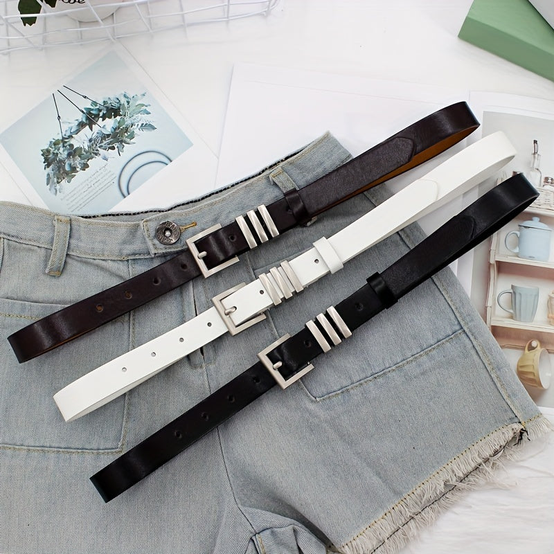 Women's Square Pin Buckle Belt PU Leather