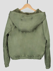Women's Solid Long Sleeve Warm Jacket Zip Up Casual Outerwear