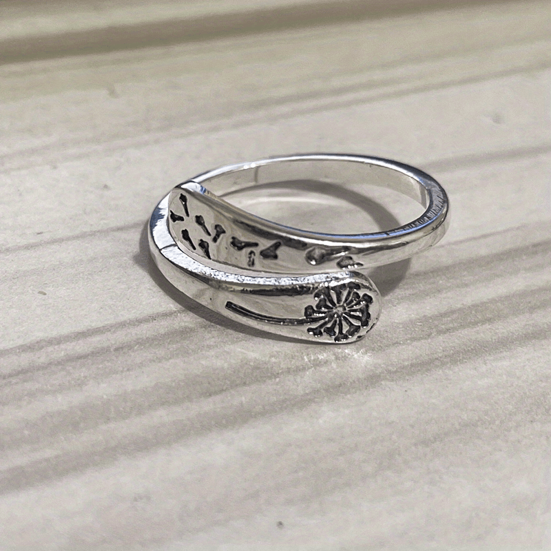 Boho Vintage Open Ring Flower Pattern Adjustable Women Jewelry
