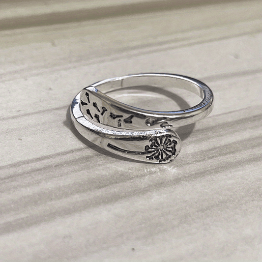 Boho Vintage Open Ring Flower Pattern Adjustable Women Jewelry