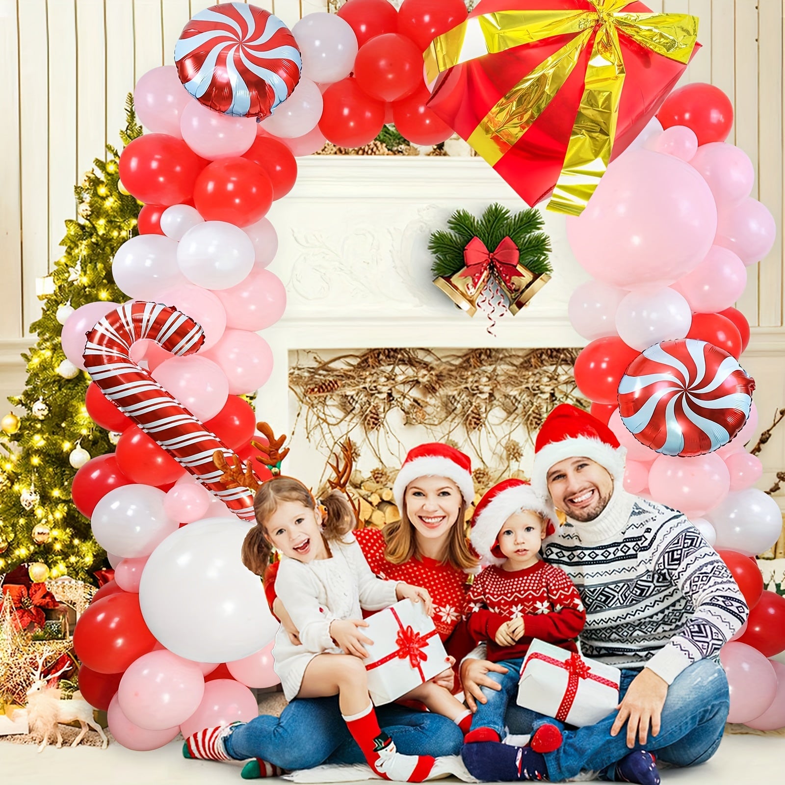 Christmas Balloon Garland Red And Green Arch Kit With Candy Foil Balloons
