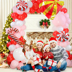 Christmas Balloon Garland Red And Green Arch Kit With Candy Foil Balloons