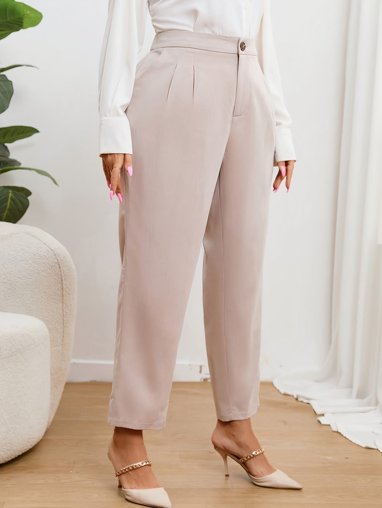  High Rise Straight Leg Trousers
