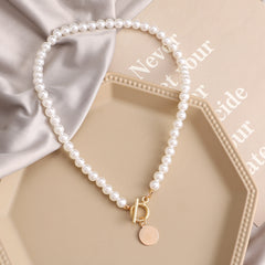 Women's Round Pendant Necklace in Gold Tone