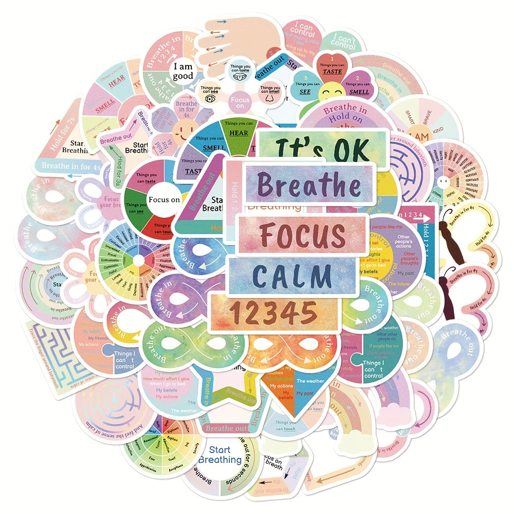 60pcs Calming Sensory Stickers for Phone Case Luggage Tablet Holiday Graffiti