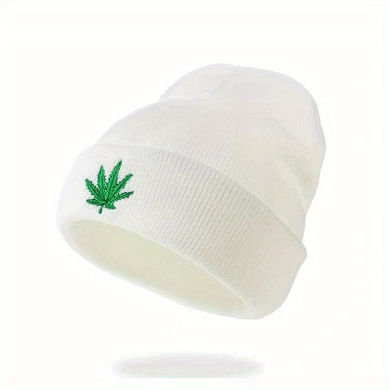 Leaf Embroidery Knitted Hat Hip Hop Sports Cap For Men Women Teens