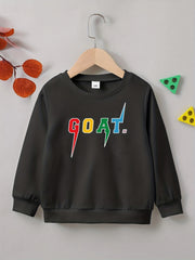 Stylish GOAT Letter Print Boys Casual Pullover Sweatshirt