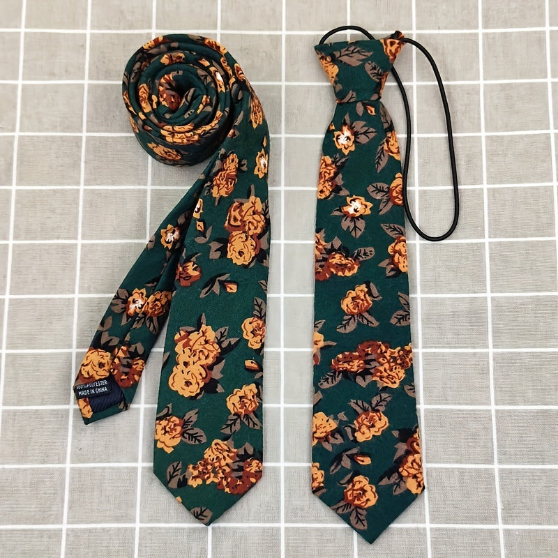 Casual Travel Vacation Short Small Tie Hand Knotted Suit Retro Dark Green Yellow