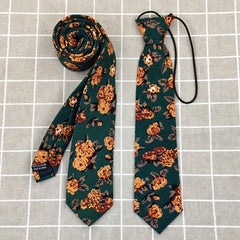 Casual Travel Vacation Short Small Tie Hand Knotted Suit Retro Dark Green Yellow