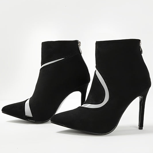Women's Pointed Toe Ankle Boots Stiletto Heel Zipper Back Pumps