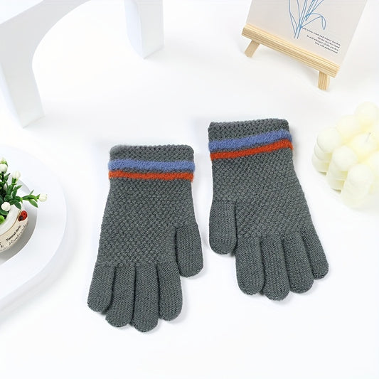 Kids Winter Knitted Gloves, Thick & Warm, 5-10 Years