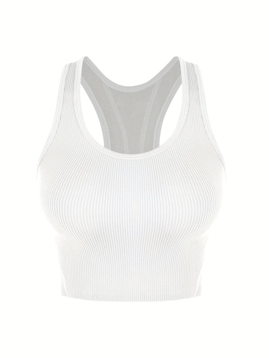 Crop Tops Racerback Yoga Vest Women Gym Seamless Ribbed Sleeveless Tank Tops