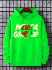 'Never Give Up' Print Hoodie Men's Casual Pullover Hoodie