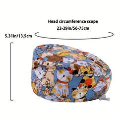 Cartoon Print Work Cap For Men & Women Adjustable Nurse Cap