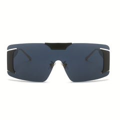 Y2K Oversized Sunglasses Semi Rimless Shield UV400 Sun Shades