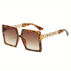Men's Square Frame Chain Decoration Sunglasses Vintage Eyewear