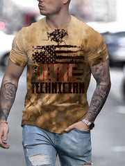 Flag Letter Print Men's Short Sleeve Graphic Tee