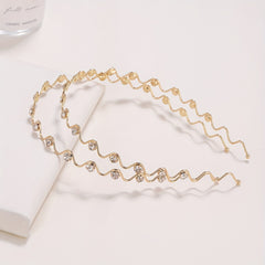 Wavy Rhinestone Head Hoop Hair Accessories for Women Girls