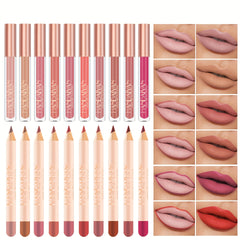 Matte Lipstick & Lip Liner Set Non-Stick High Pigment