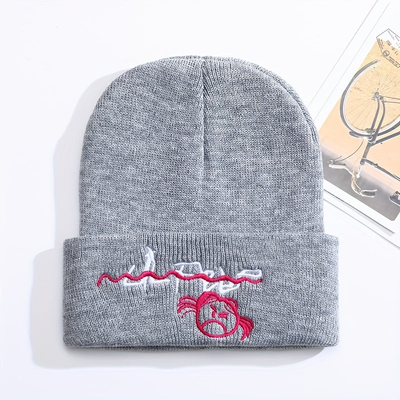 Cartoon Embroidery Knitted Hat Warm Pullover Hip Hop Cold H