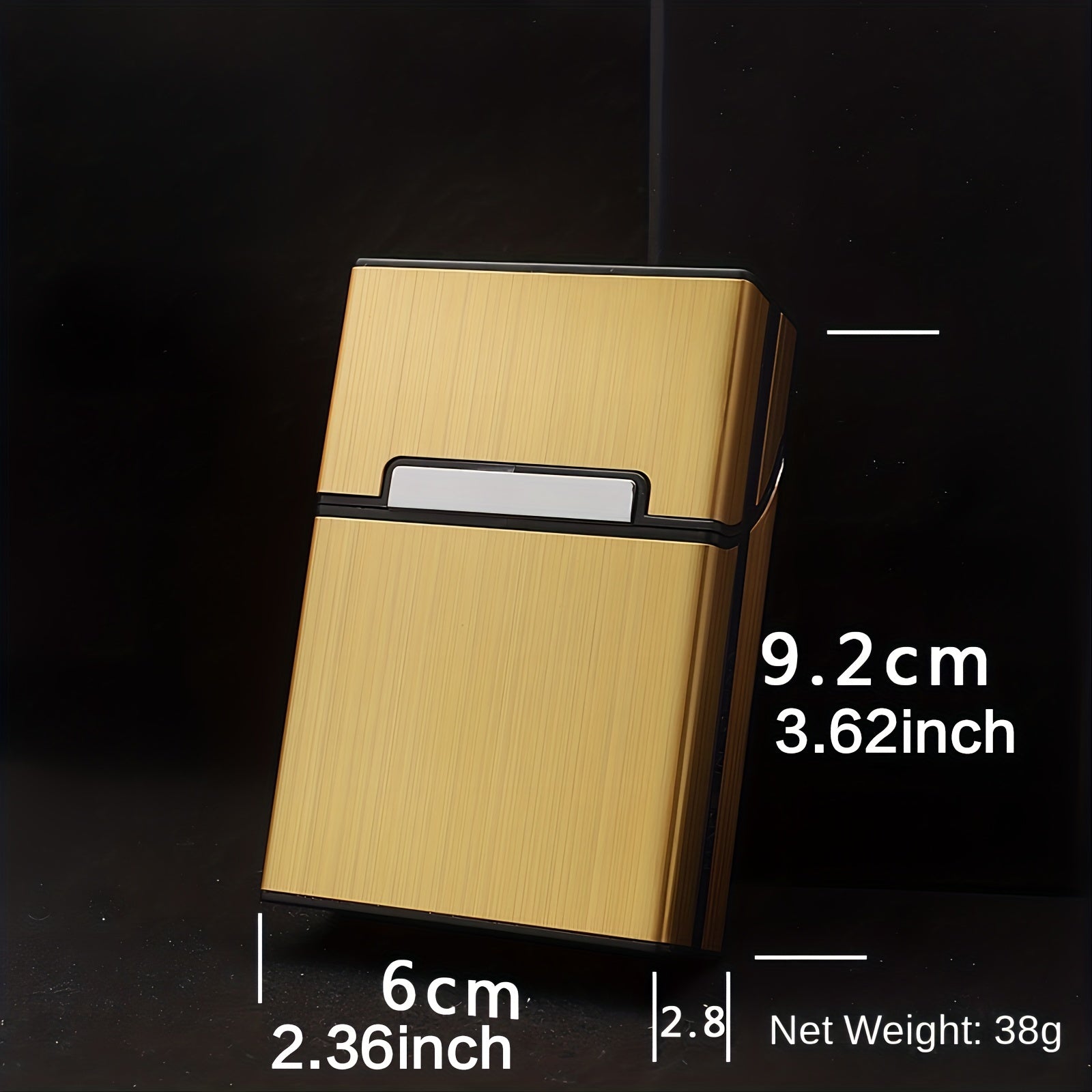 Brushed Aluminum Cigarette Box 20 Capacity Plastic Metal Men's Cigarette Box