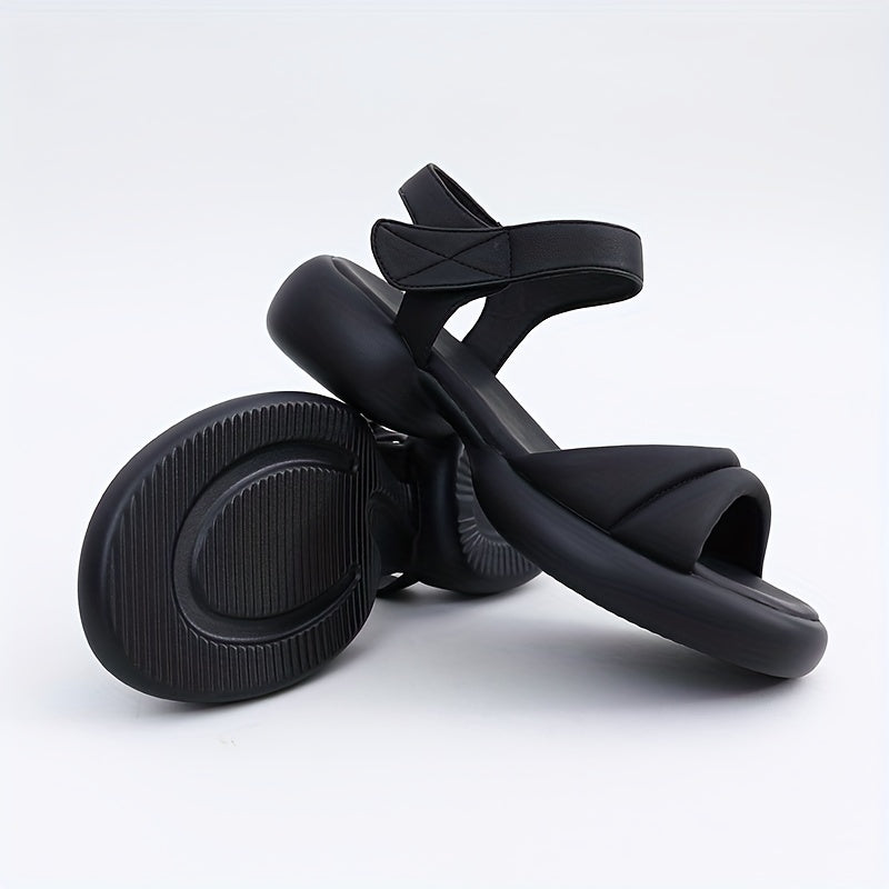 Women's Open Toe Chunky Sandals Hook & Loop Fastener