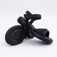 Women's Open Toe Chunky Sandals Hook & Loop Fastener