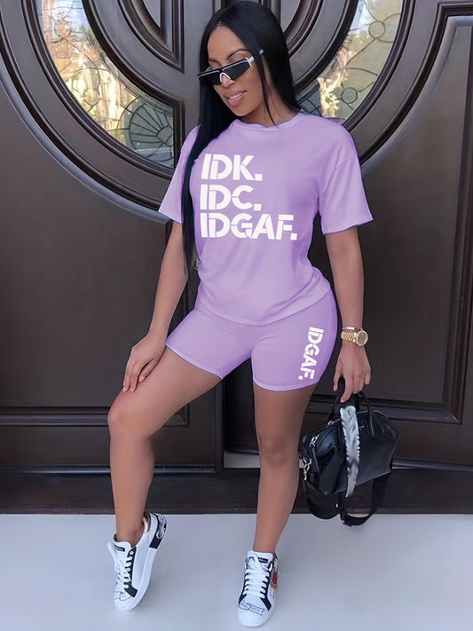Crew Neck Tee & Slim Shorts Two piece Set