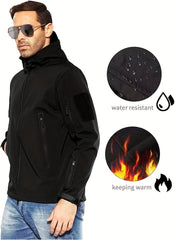 Men's Waterproof Hooded Tactical Jacket Windproof Warm Zip Pocket Jacket