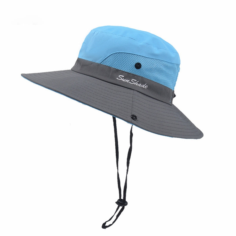 UV Protection Sun Hat with Wide Brim and Ponytail Hole