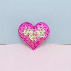Sequins Heart Shaped Cloth Stickers for Baby Girls