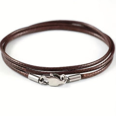 Men 3mm Wax Cord Choker Necklace Stainless Steel Clasp 16