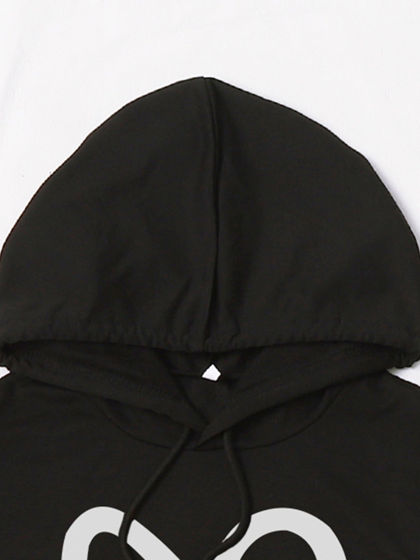Women's Heart Print Hoodie Casual Drawstring Loose Sweatshirt