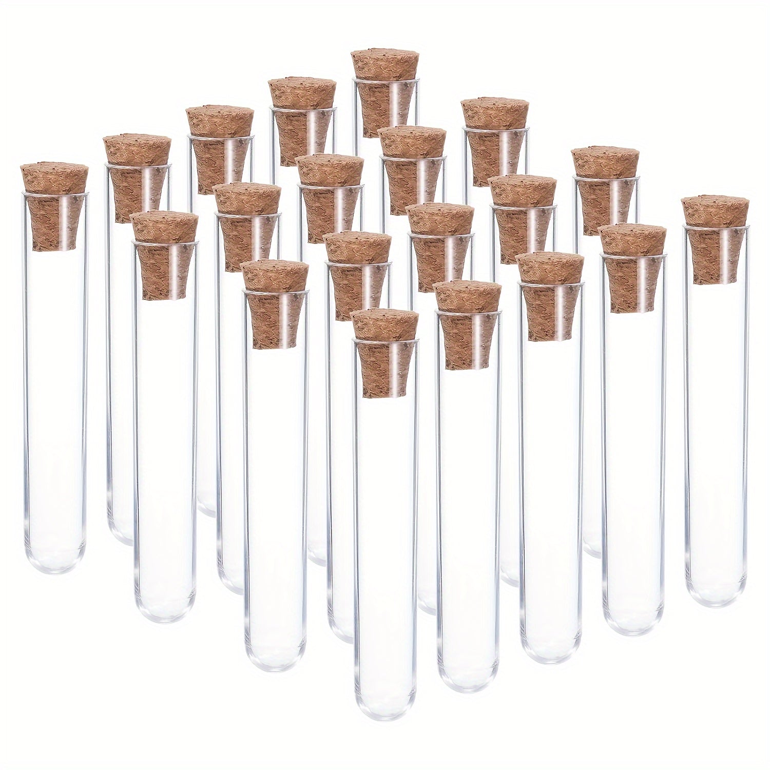 10 Plastic Test Tubes With Cork Stoppers for Scientific Experiment