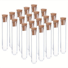 10 Plastic Test Tubes With Cork Stoppers for Scientific Experiment