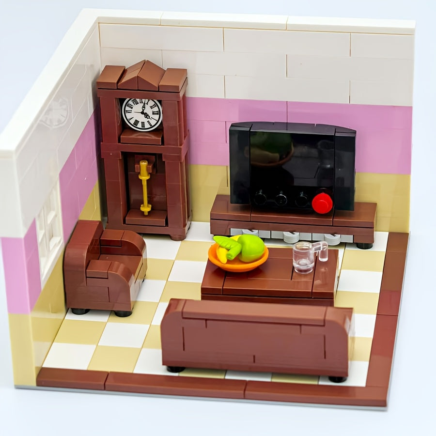 Mini Living Room Set Sofa Table Clock Home Decor Display Desktop Ornament