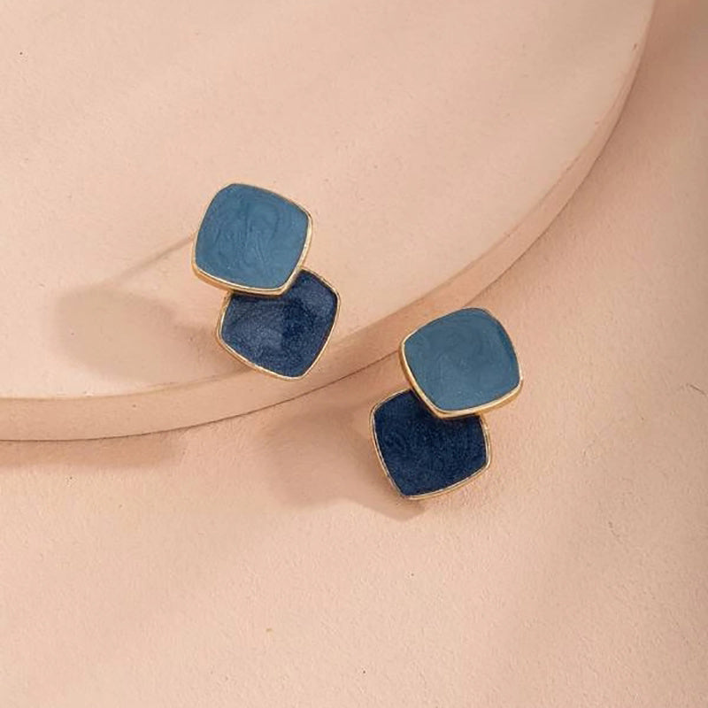 Square Epoxy Earrings 18K Plated Ear Jewelry For Women Girls